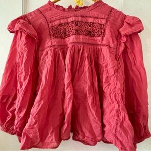 Free People Pink Lace Blouse